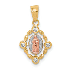 10k Small Two-tone w/ White Rhodium Our Lady of Guadalupe Pendant