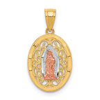 10k Two-tone with White Rhodium Our Lady of Guadalupe Pendant