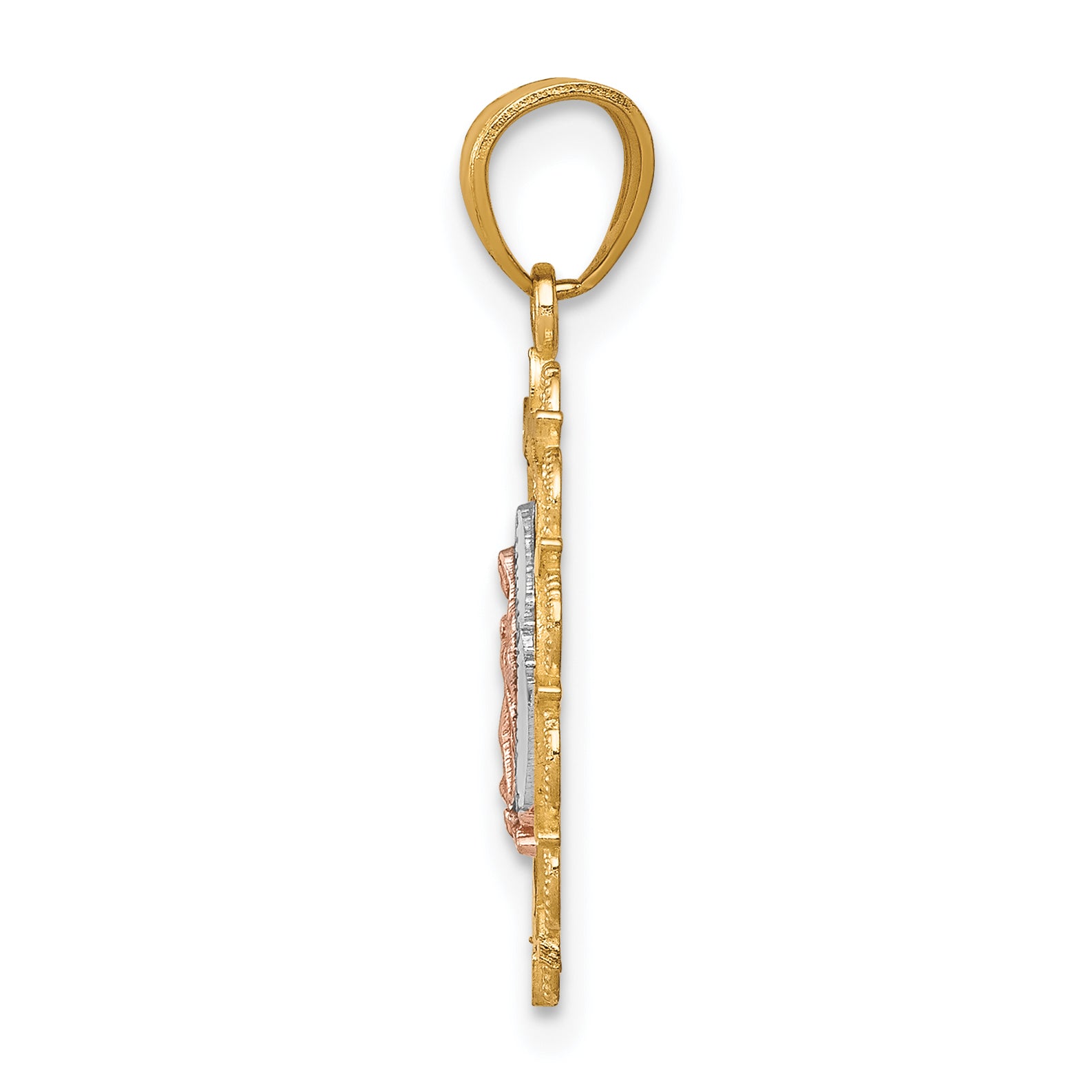 10K Two-Tone Gold Our Lady of Guadalupe Pendant with Rhodium Accents, Polished Finish