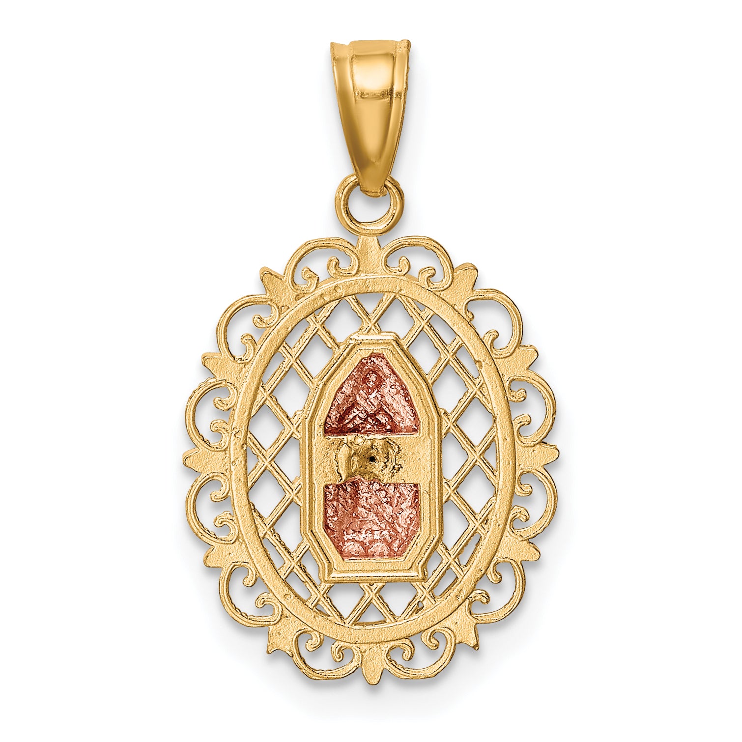 10K Two-Tone Gold Our Lady of Guadalupe Pendant with Rhodium Accents, Polished Finish
