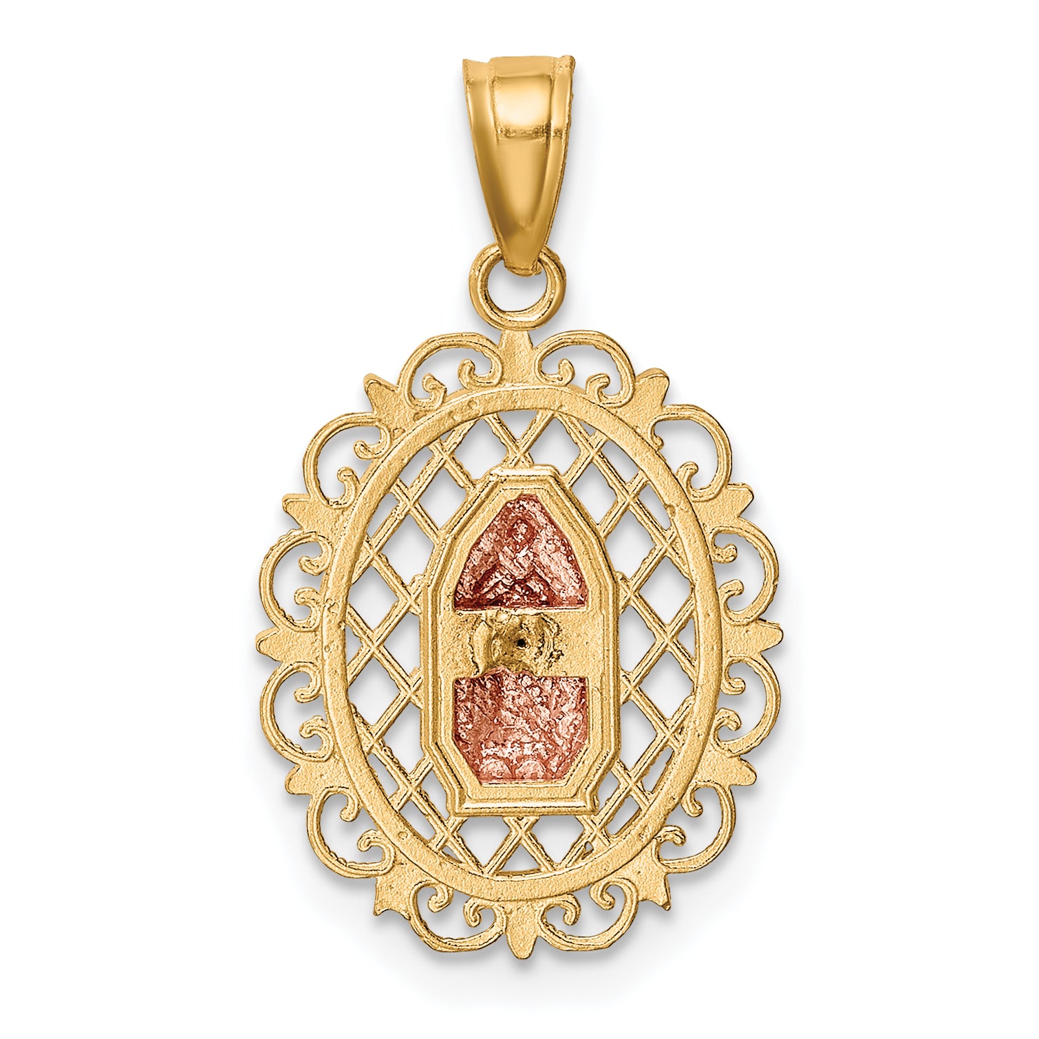 10k Two-tone with White Rhodium Our Lady of Guadalupe Pendant