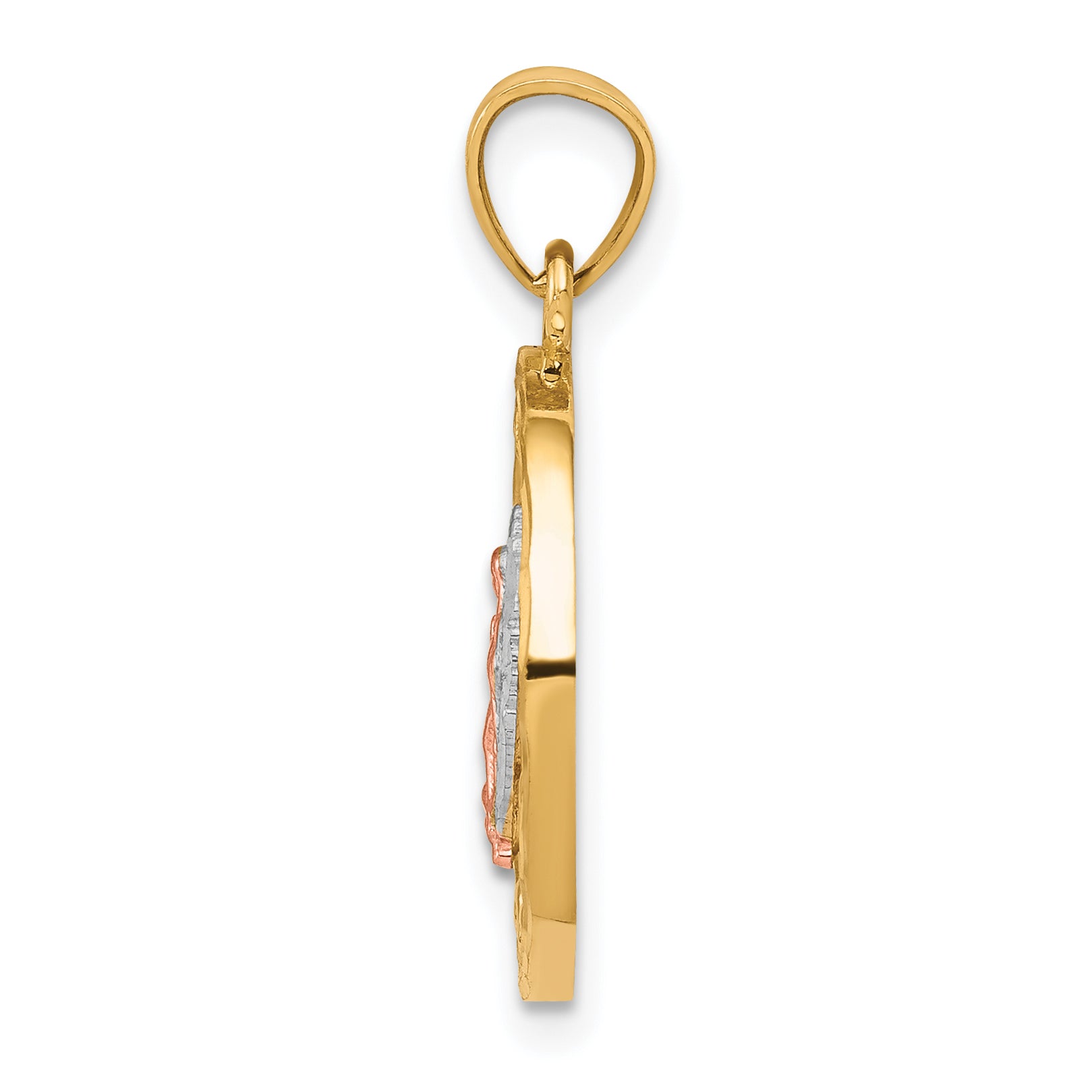 10K Two-Tone Gold Our Lady of Guadalupe Pendant with Rhodium Accents