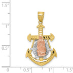 10K Two-Tone Gold Mariner Blessed Mother Pendant with Rhodium Finish