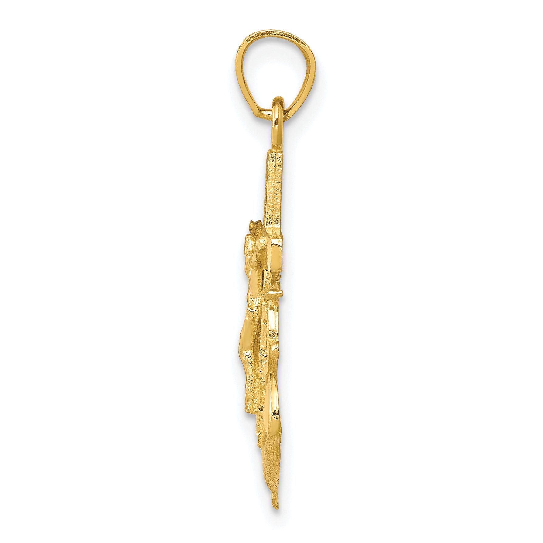 10K Gold Mariner Crucifix Pendant with Polished Finish Solid Design