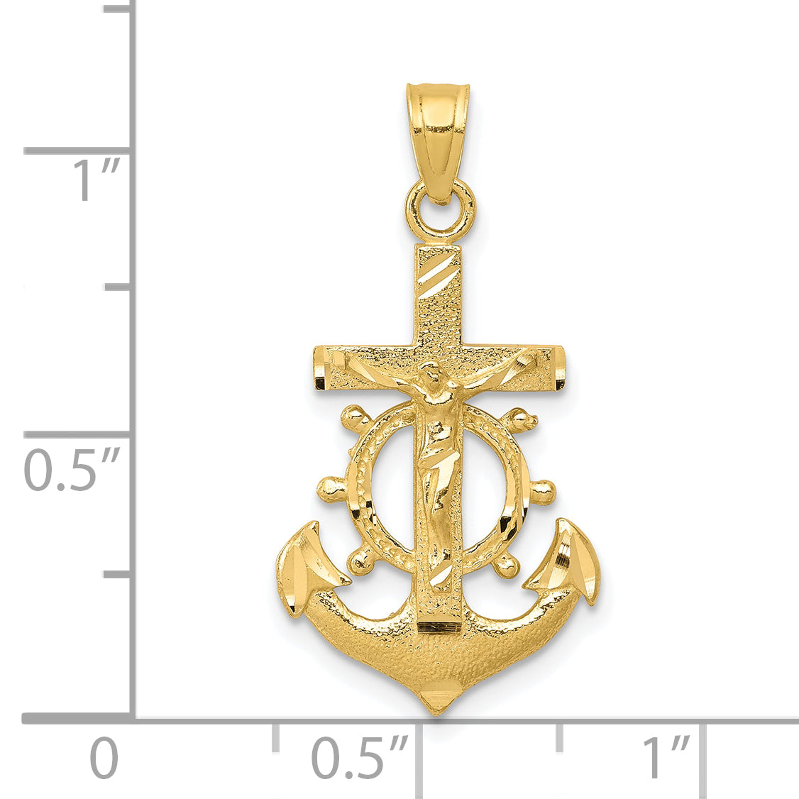 10K Gold Mariner Crucifix Pendant with Polished Finish Solid Design