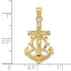 10K Gold Mariner Crucifix Pendant with Polished Finish Solid Design