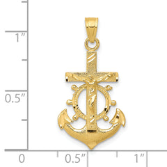 10K Gold Mariner Crucifix Pendant with Polished Finish Solid Design