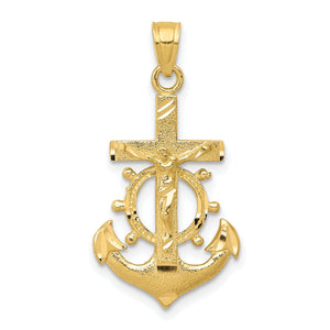 Mariner's Crucifix Pendant in 10K Yellow Gold, 30mm - Sophia Jewelers