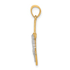 10K Gold Crucifix Pendant with Rhodium Accents  Polished, Solid Design