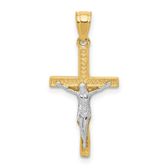 10K w/ Rhodium Crucifix Pendant