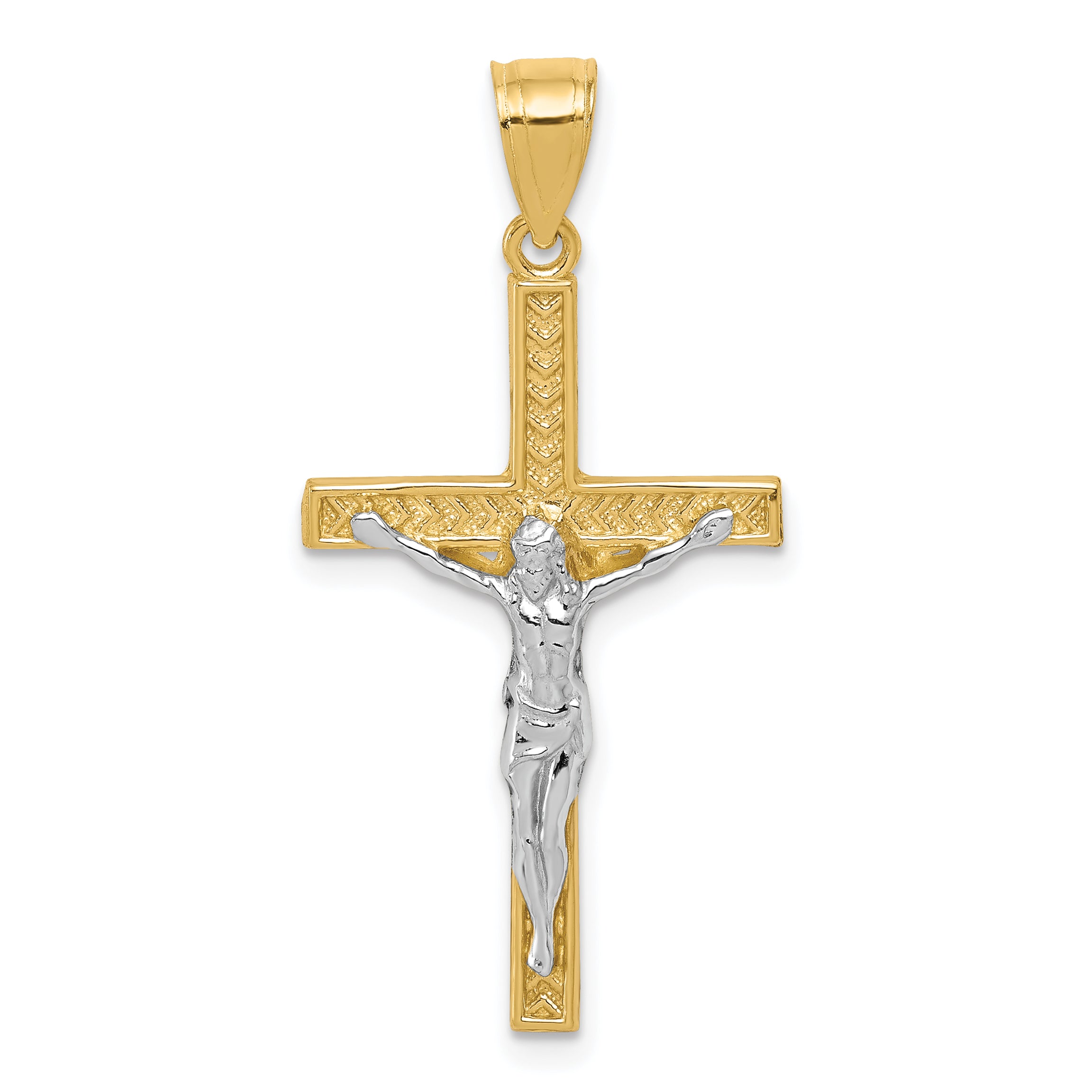 10K w/ Rhodium Crucifix Pendant Main image