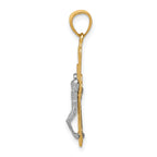 10K Gold Crucifix Pendant with Rhodium Filigree and Polished Finish