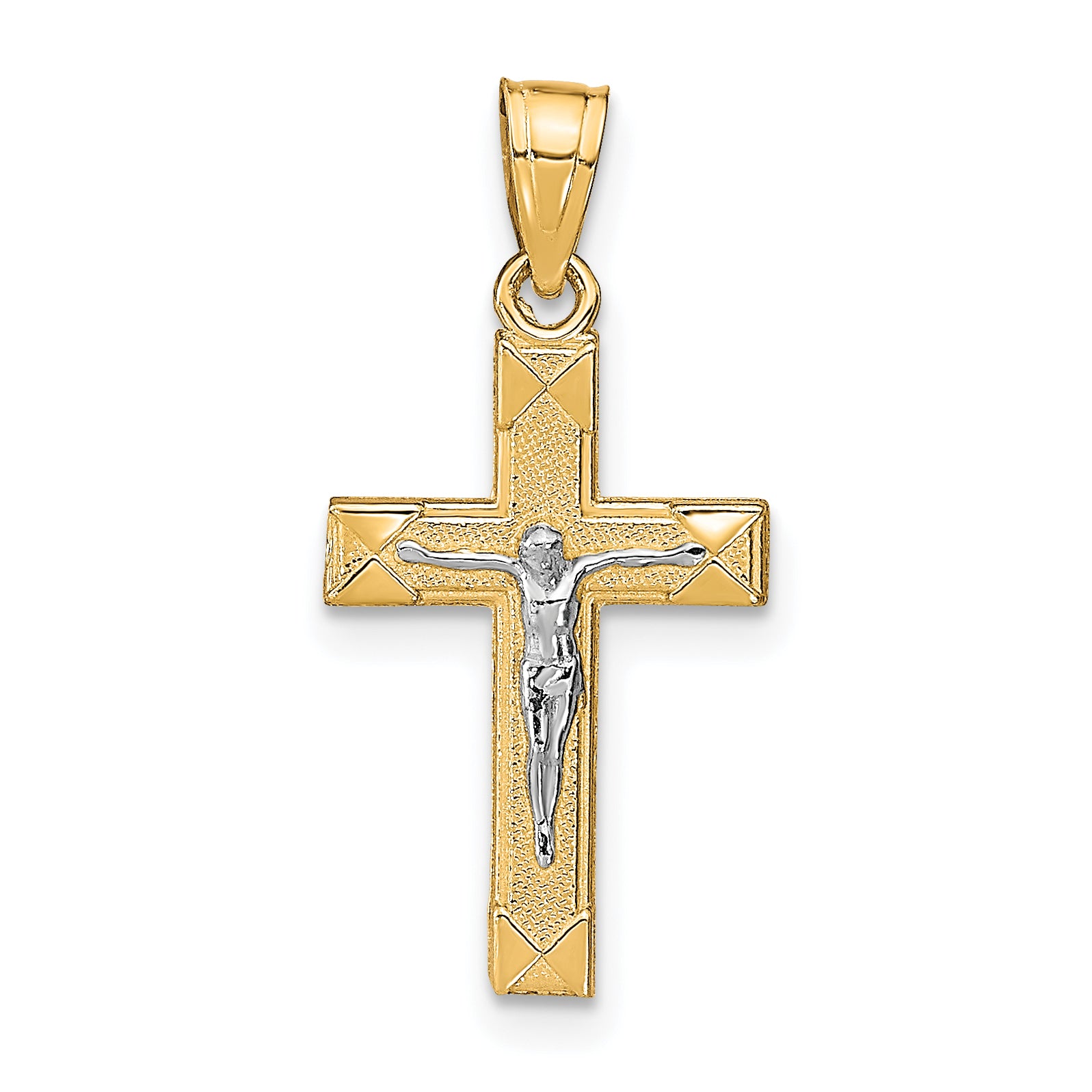 10K w/ Rhodium Small Crucifix Pendant Main image