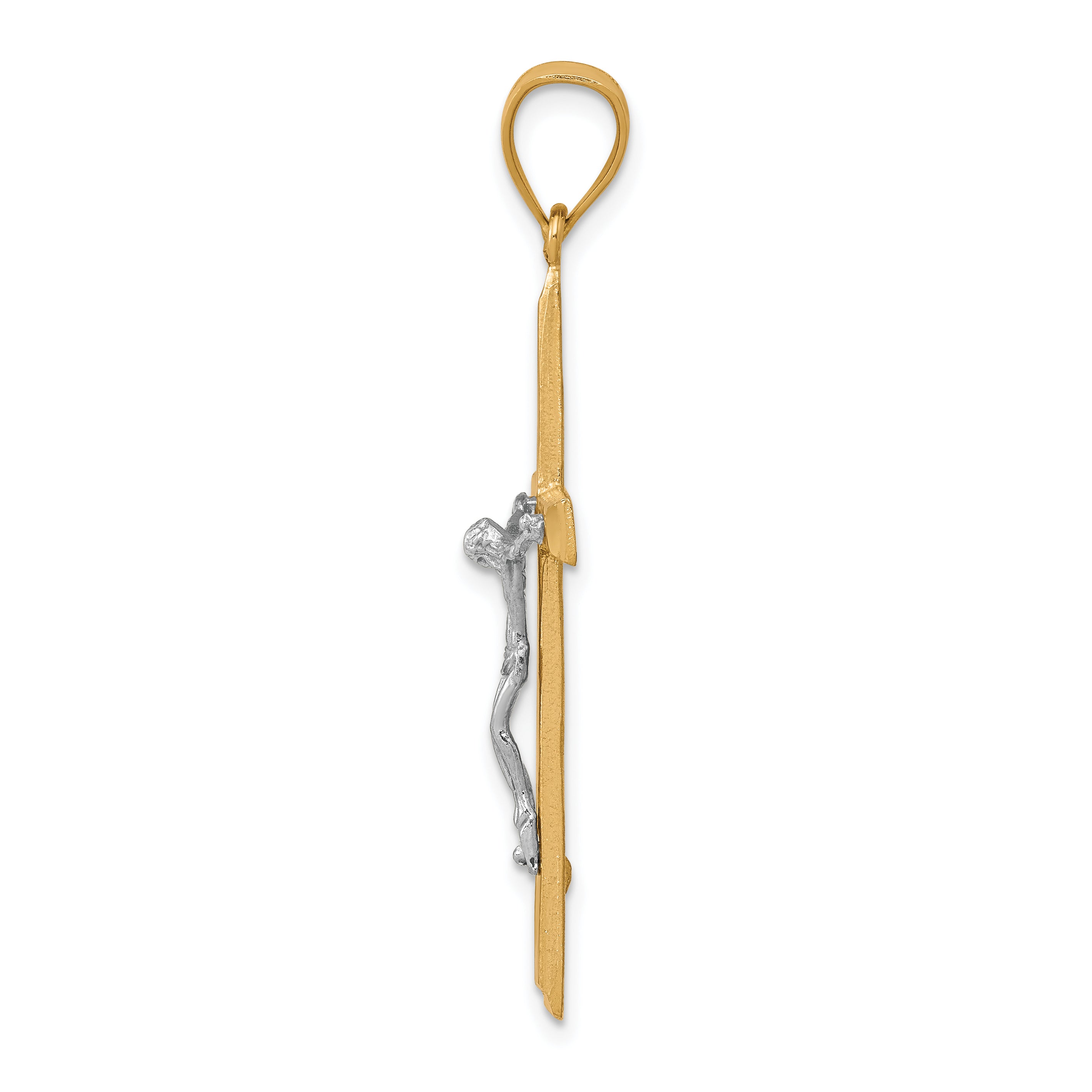 10K Gold Crucifix Pendant with Rhodium Accent and Polished Finish Secondary image