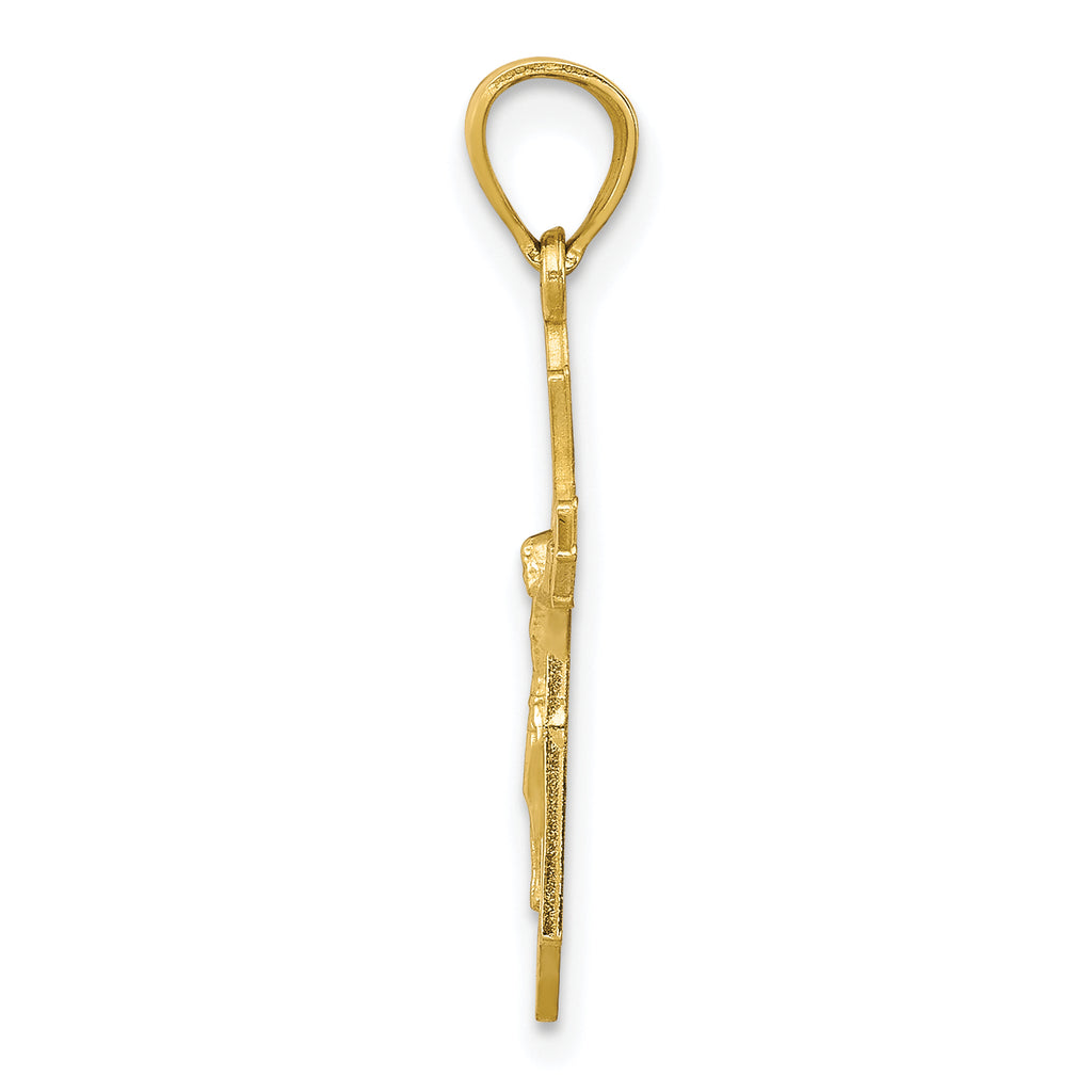 10K Gold Crucifix Pendant with Polished Finish Solid Cast Design