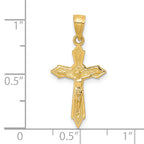 10K Gold Crucifix Pendant with Polished Finish Solid Cast Design