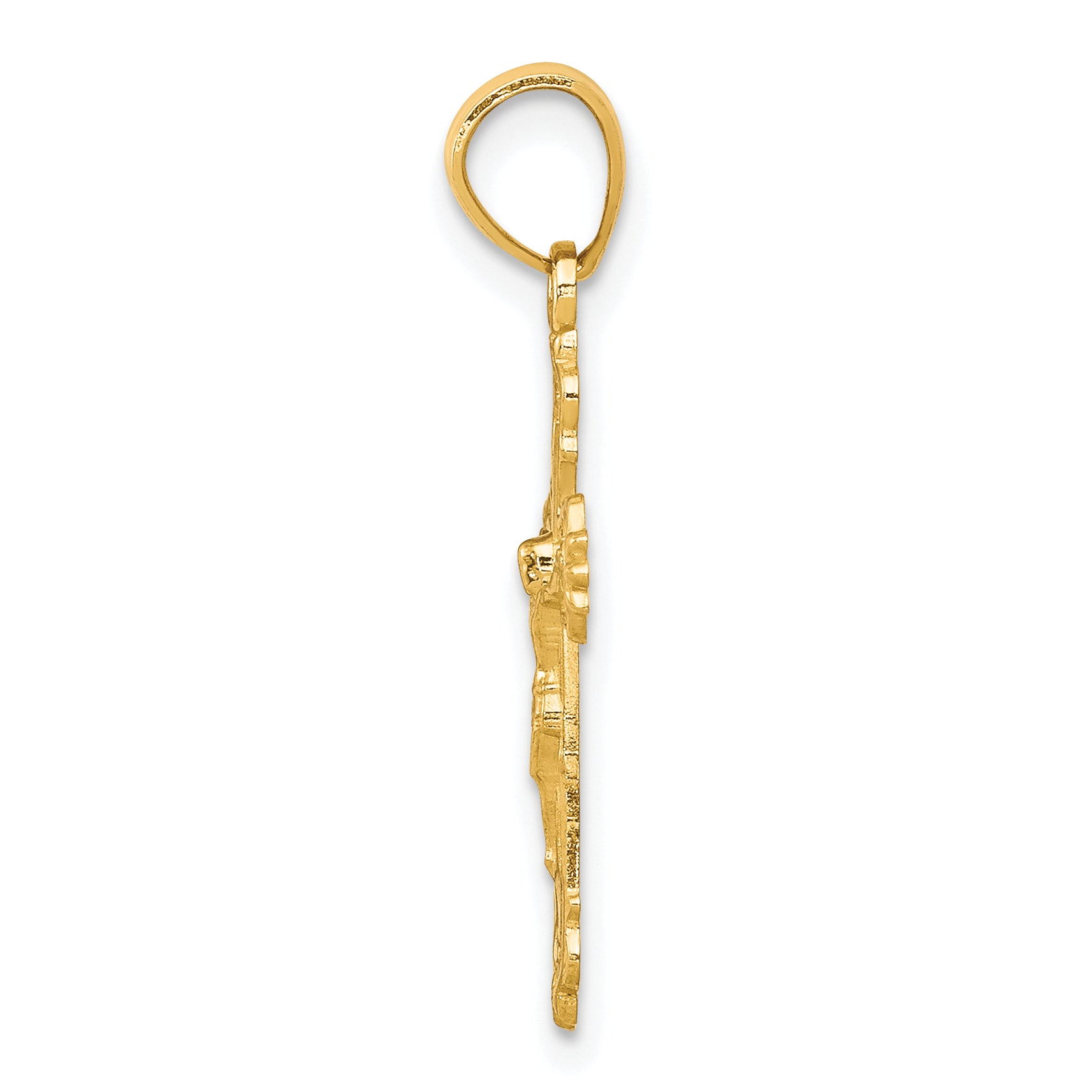 10K Gold Polished Crucifix Pendant Solid Casted Design by Sophia Jewelers