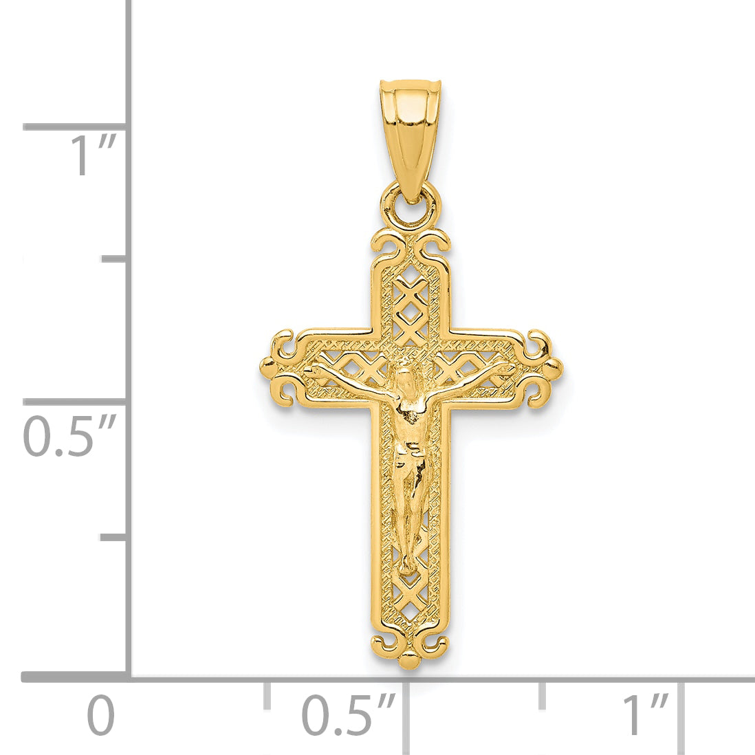 10K Gold Solid Polished Crucifix Pendant by Sophia Jewelers  Elegant & Timeless