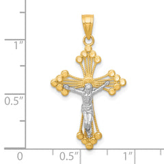 10K Gold & Rhodium Crucifix Pendant with Polished Finish Solid Craftsmanship