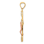 10K Two-Tone Gold CZ Crucifix Pendant with Polished Finish