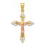 10k Two-tone CZ Crucifix Pendant