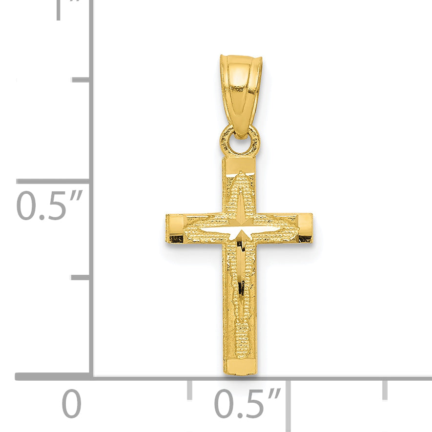 10k Diamond-Cut Cross Pendant