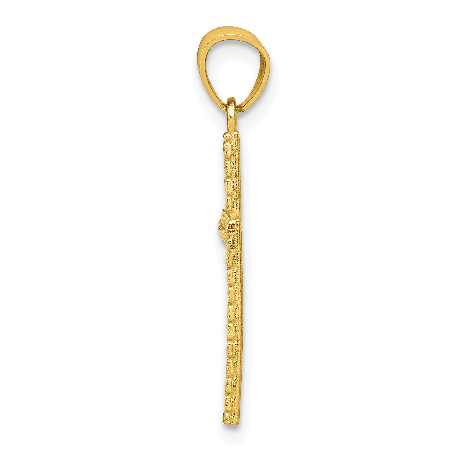 10K Gold Diamond-Cut Cross Pendant with Polished Solid Design