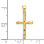 10K Gold Diamond-Cut Cross Pendant with Polished Solid Design