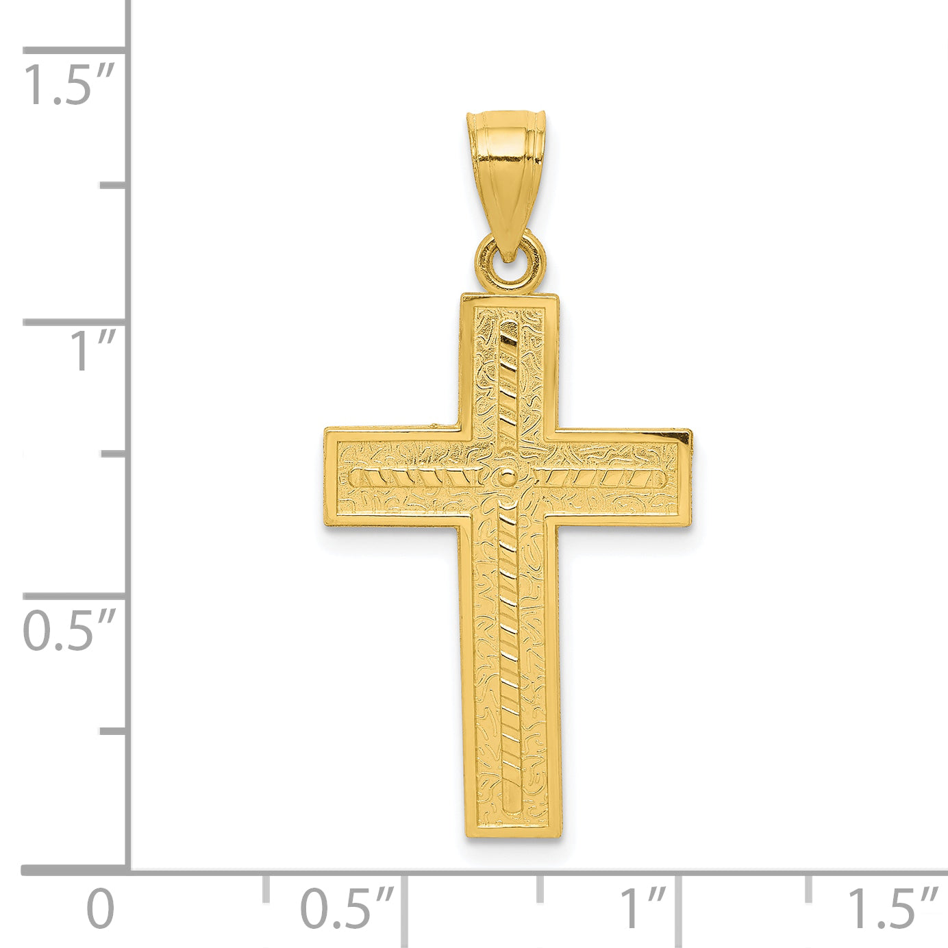 10k Gold Cross Pendant with Solid Cast Design and Polished Finish