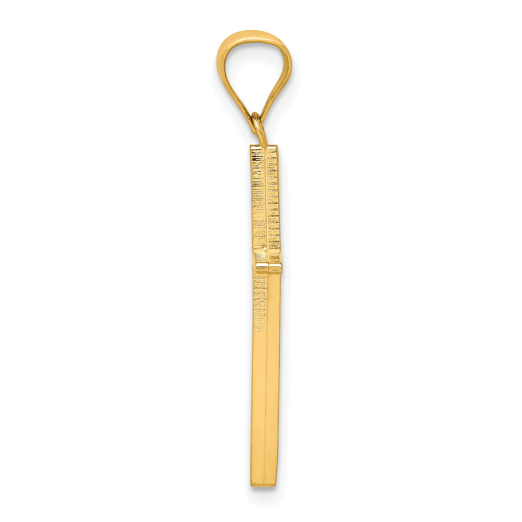 10K Yellow Gold Cross Pendant with Polished Finish Solid Design