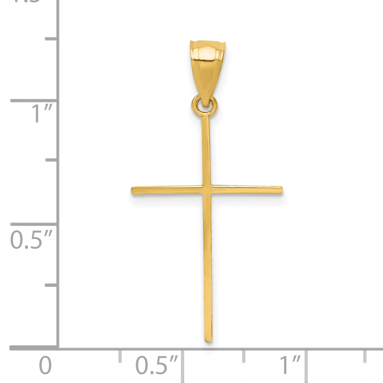 10K Yellow Gold Cross Pendant with Polished Finish Solid Design