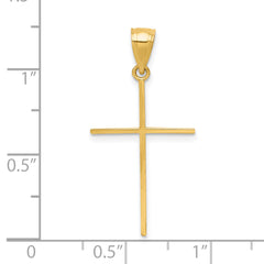 10K Yellow Gold Cross Pendant with Polished Finish Solid Design