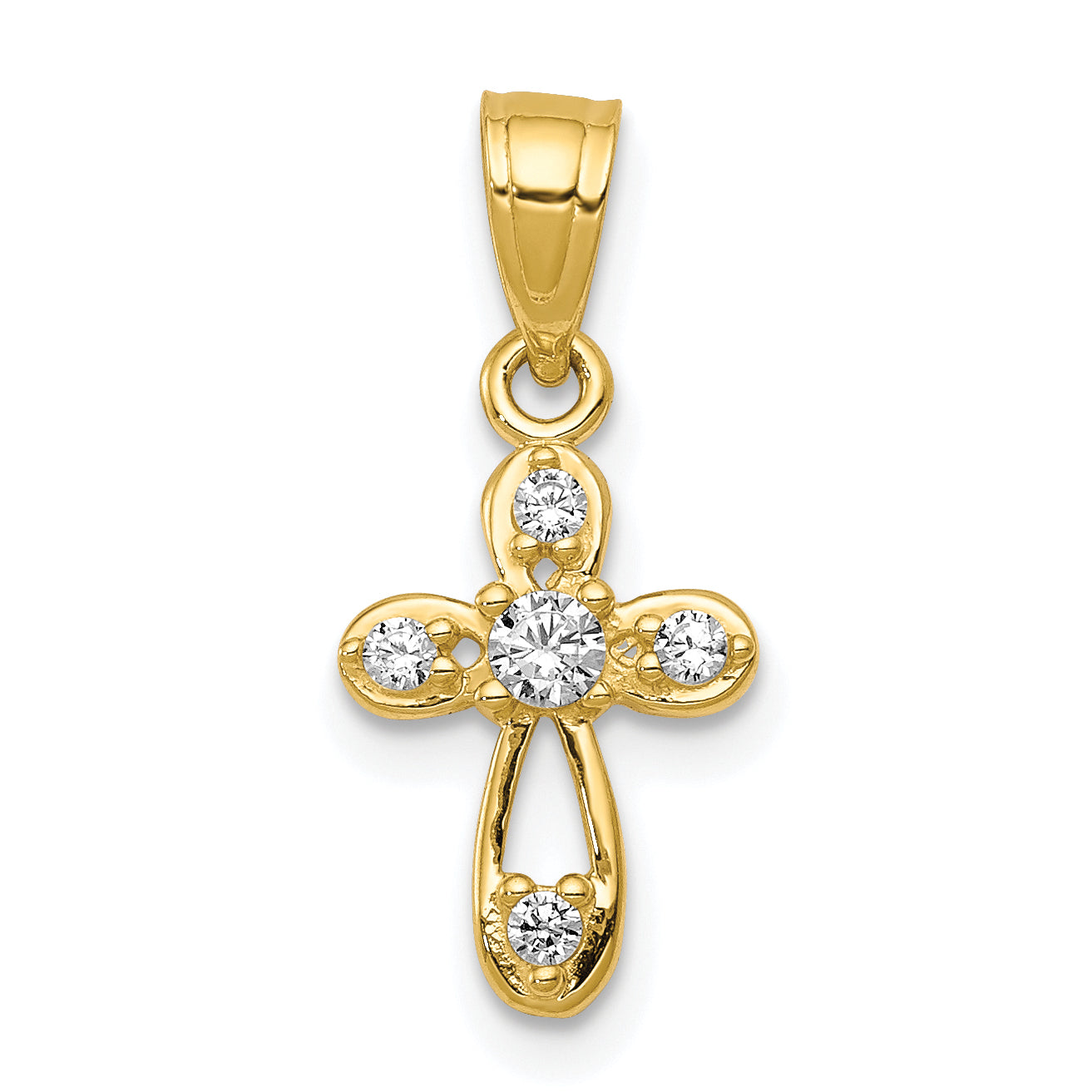 10k Small CZ Cross Pendant Main image
