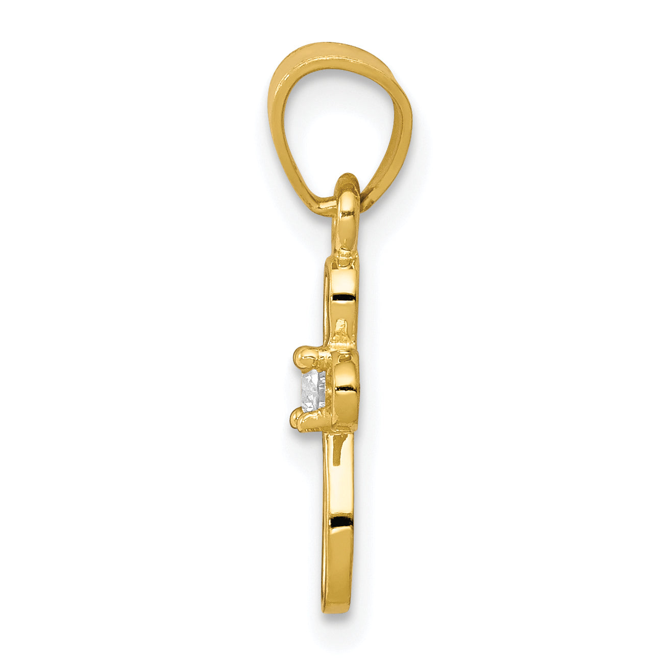 10K Gold Polished Cross Pendant with Sparkling CZ Stones Secondary image