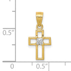 10K Gold CZ Cross Pendant with Polished Finish and Solid Design