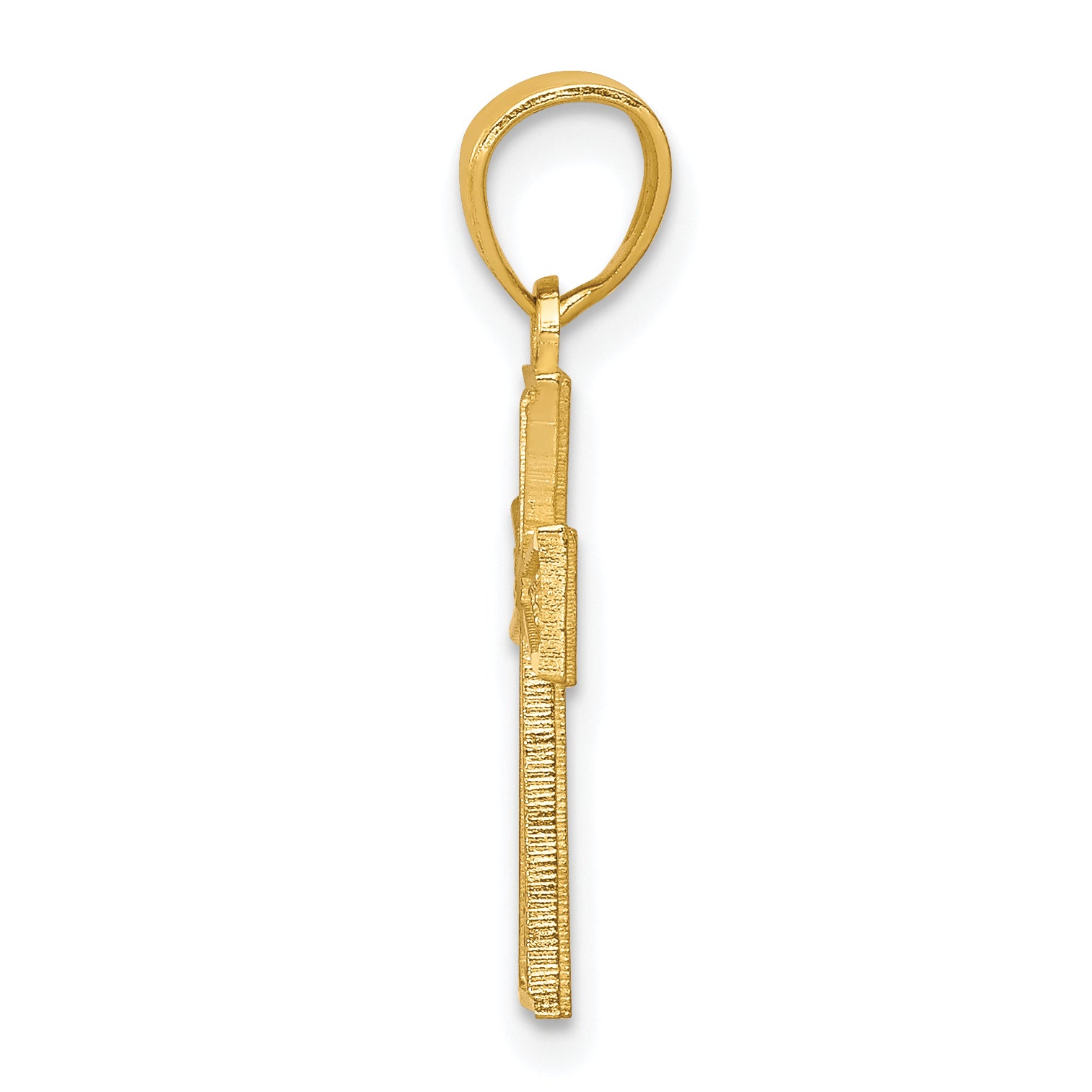 10K Yellow Gold Cross Pendant with Polished Finish Solid Cast Design