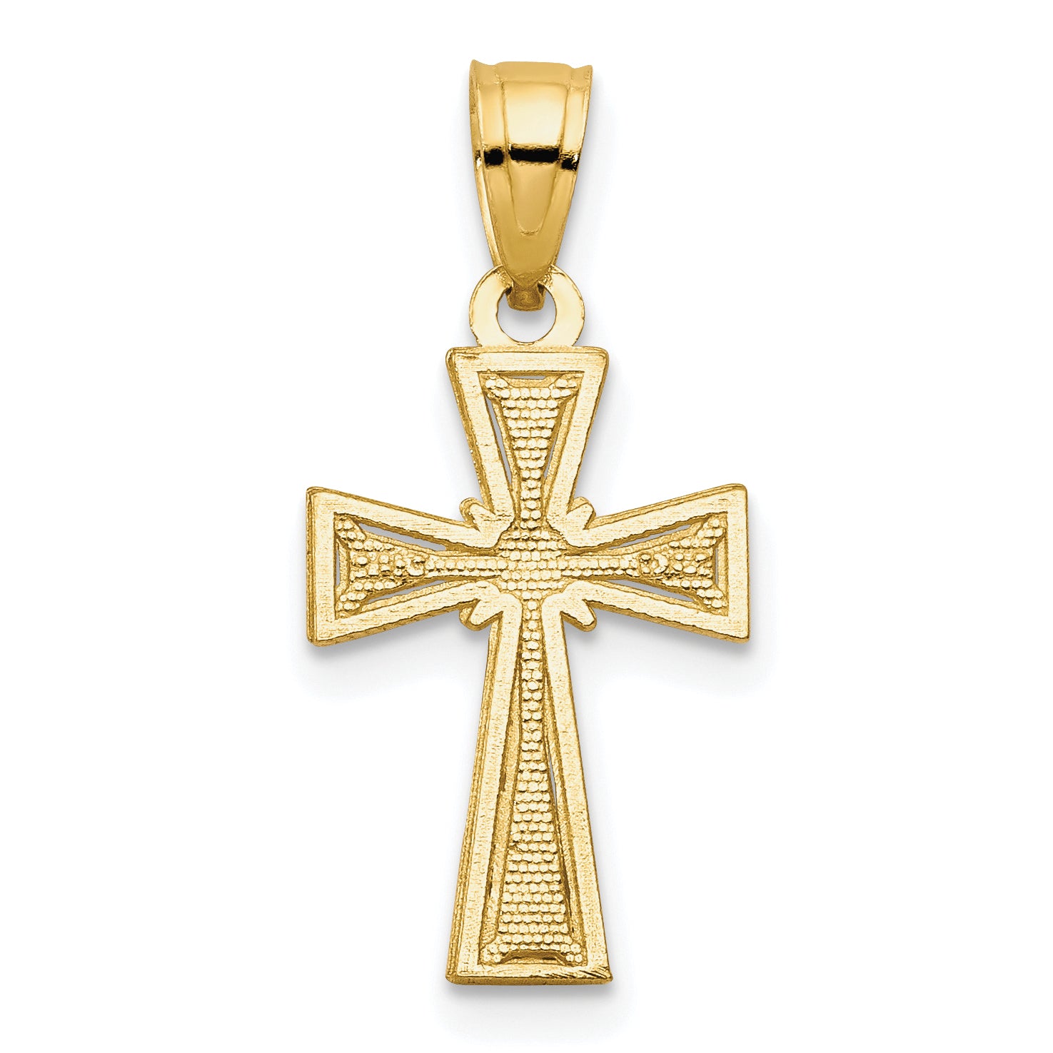10K Yellow Gold Cross Pendant with Polished Finish Solid Cast Design