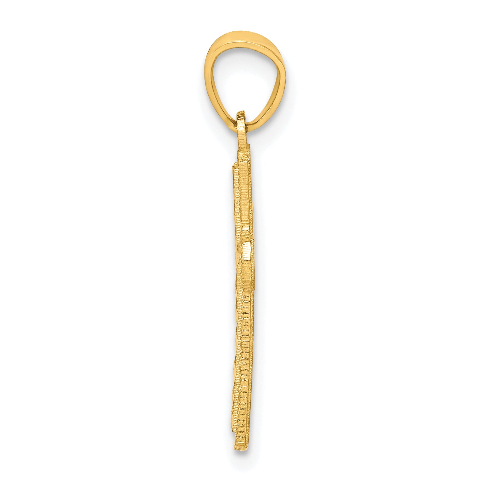 10K Yellow Gold Diamond-Cut Cross Pendant with Polished Finish Secondary image