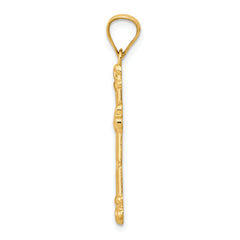 10K Gold Fleur de Lis Cross Pendant with Polished Finish Solid Design
