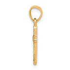 10K Gold Cross Pendant with Rhodium Accents and Polished Finish
