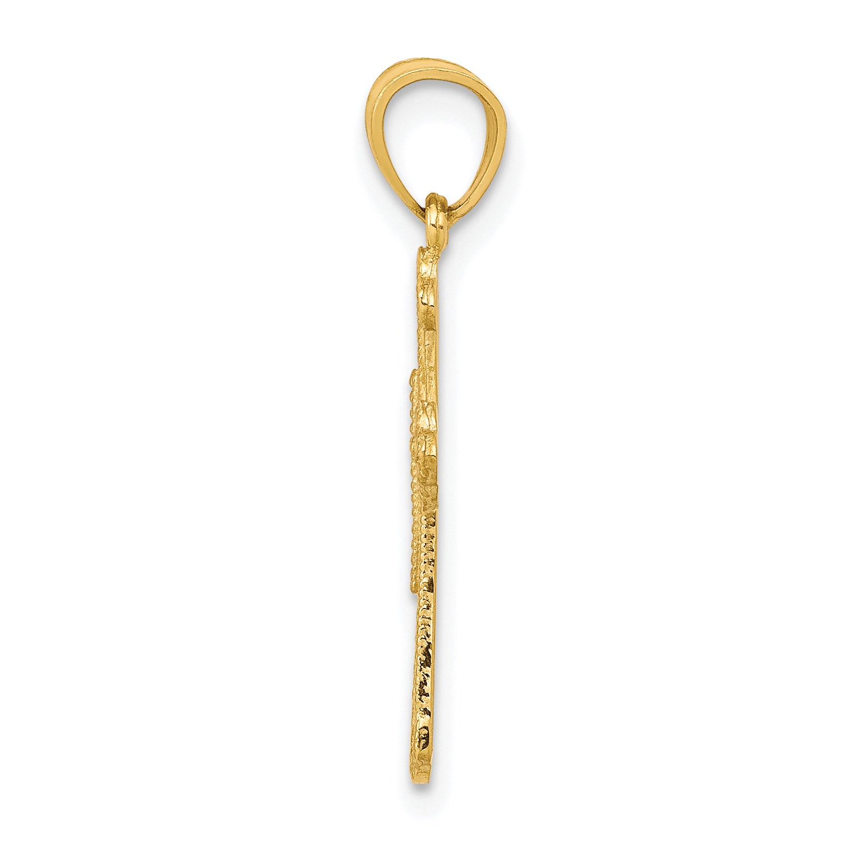 10K Gold Budded Cross Pendant with Polished Finish  Elegant Solid Design