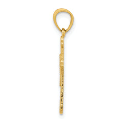 10K Gold Budded Cross Pendant with Polished Finish  Elegant Solid Design
