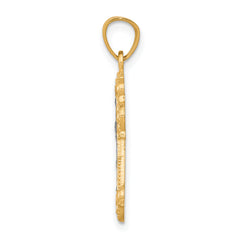 10K Gold Polished Cross Pendant with Rhodium Accents Diamond-Cut Detailing