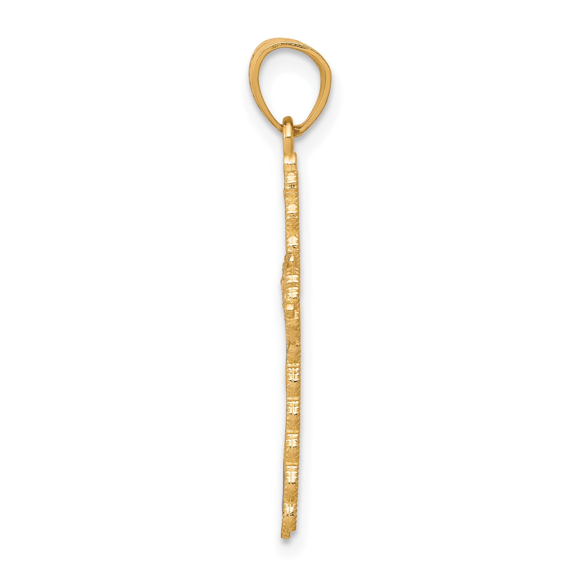 10K Gold Rhodium-Accented Cross Pendant with Diamond-Cut Design, Polished Finish Secondary image