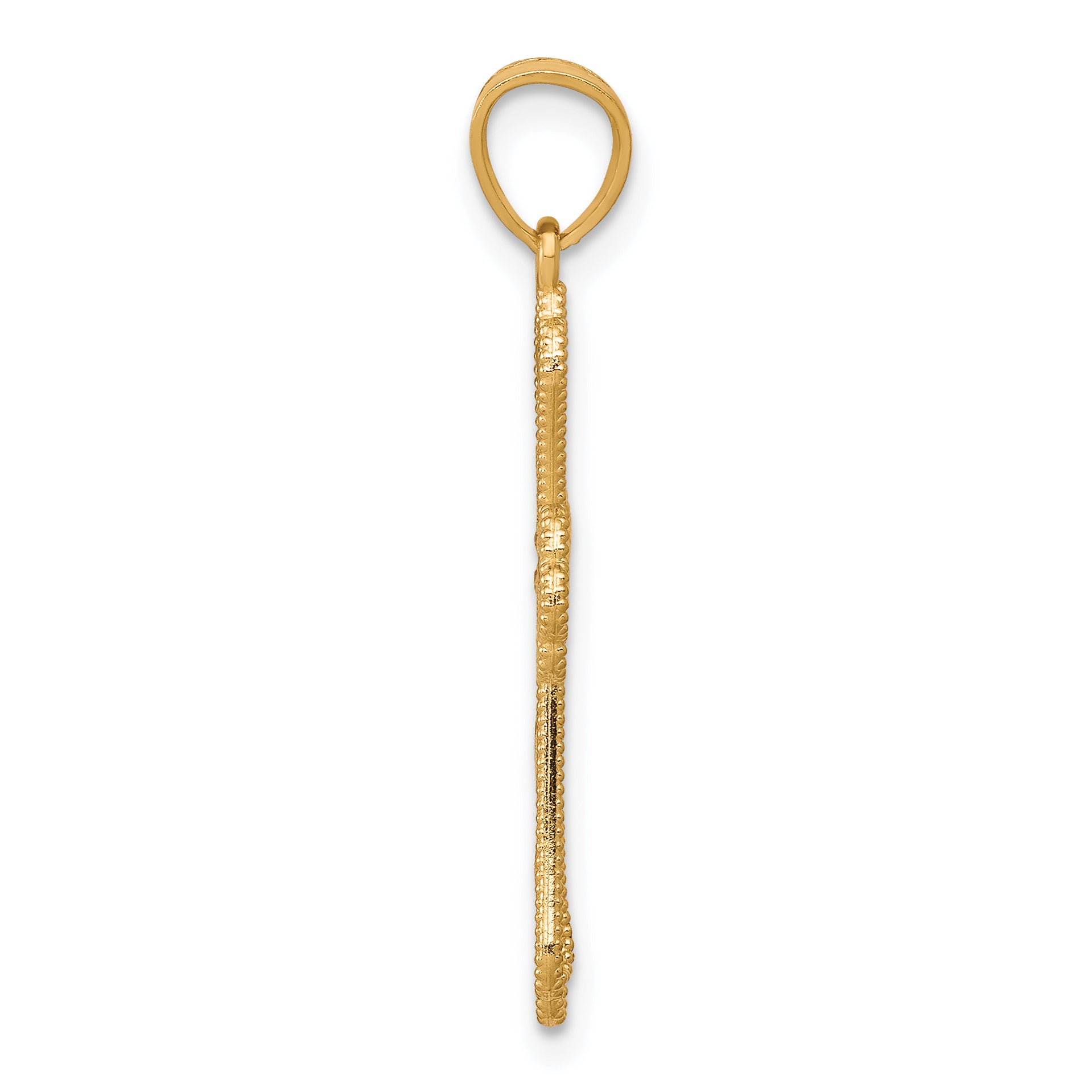 10K Yellow Gold Polished Cross Pendant with Rhodium Accents Elegant Design