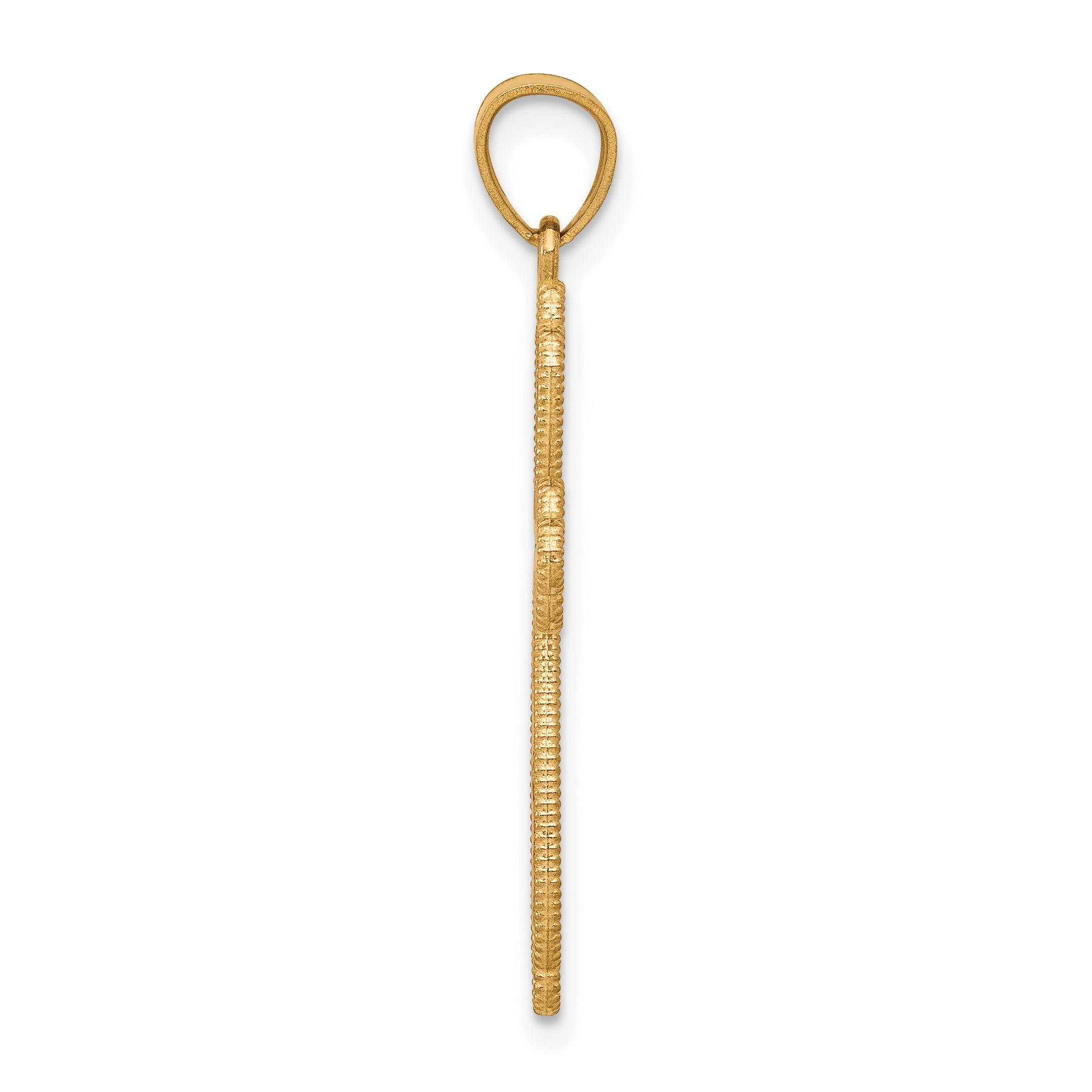 10K Gold Diamond-Cut Cross Pendant with Rhodium Accent Polished Finish