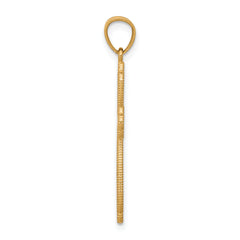 10K Gold Diamond-Cut Cross Pendant with Rhodium Accent Polished Finish