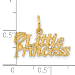 10K Gold Little Princess Crown Charm with Polished Finish