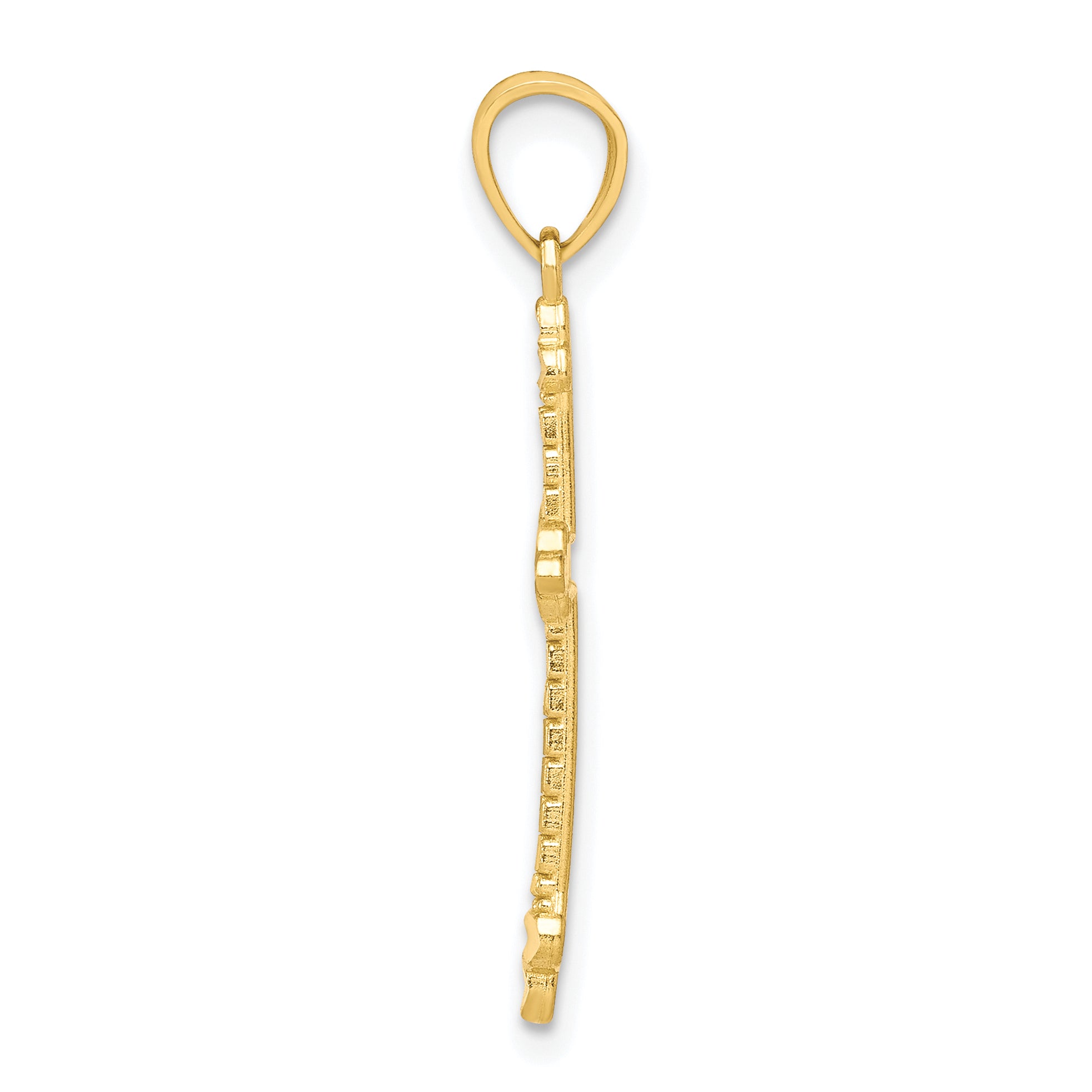10K Gold Polished Budded Cross Pendant  Solid, Elegant Design