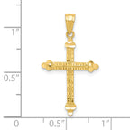 10K Gold Polished Budded Cross Pendant  Solid, Elegant Design